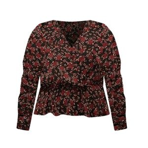 NEW Eloquii Elements Floral Print Peplum Top
